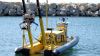 Das Boot, SeaCAT genannt, das sowohl die Beobachtungsdrohne als auch den intelligenten Tauchroboter der TUM an Bord hat. (Quelle: Andreas Schmitz/TUM)
