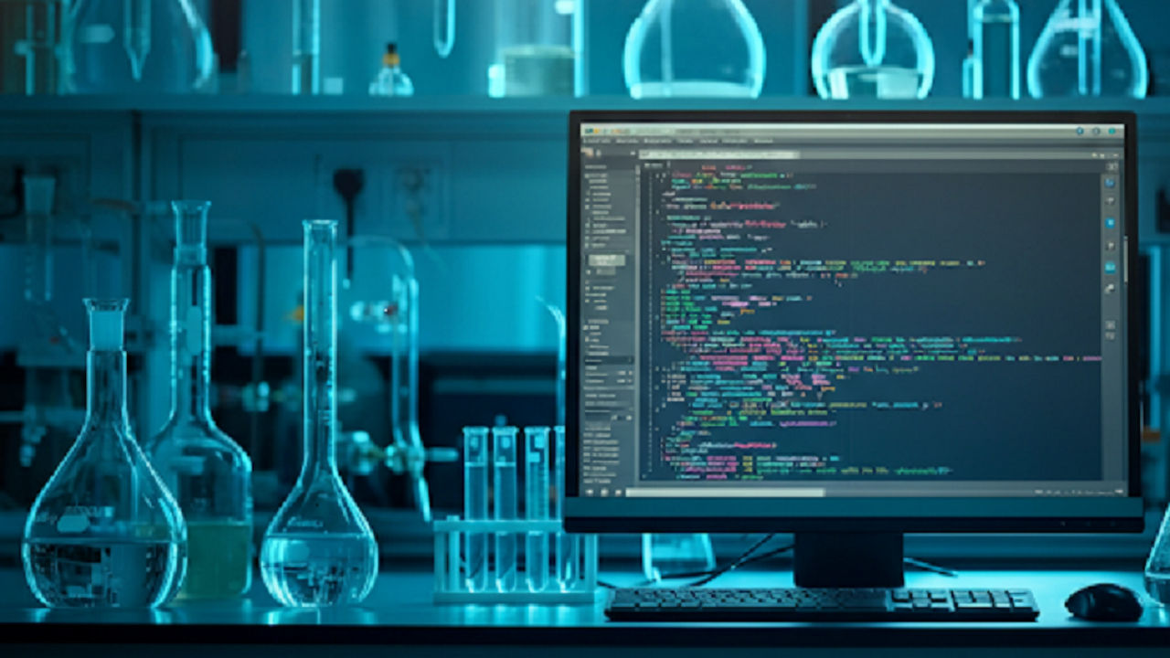 Ein Chemie-Labor mit Python-Script im Einsatz. (Quelle: Mathias Christmann)
