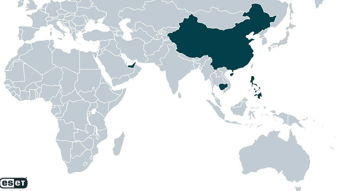 Geographische Verteilung der Opfer von TheWizards (Quelle: ESET)